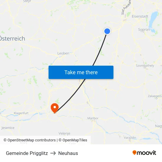 Gemeinde Prigglitz to Neuhaus map
