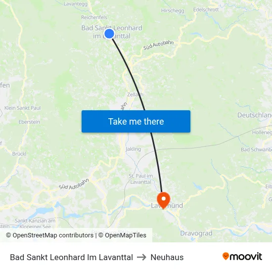 Bad Sankt Leonhard Im Lavanttal to Neuhaus map