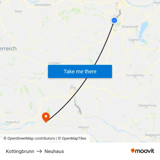 Kottingbrunn to Neuhaus map