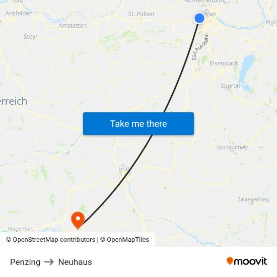Penzing to Neuhaus map