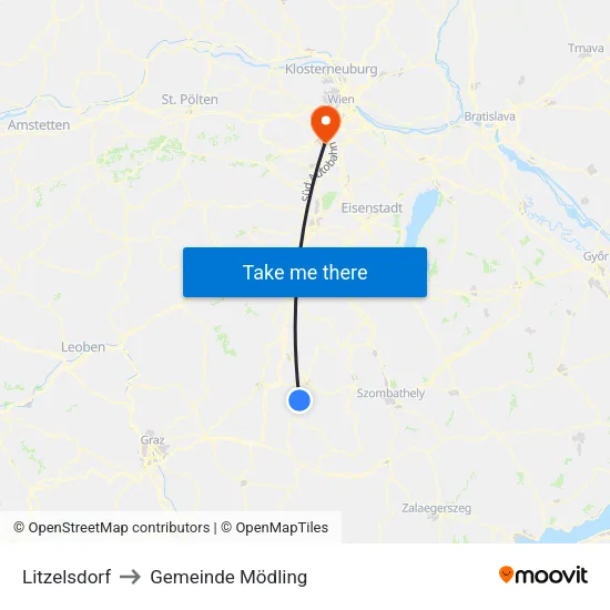 Litzelsdorf to Gemeinde Mödling map