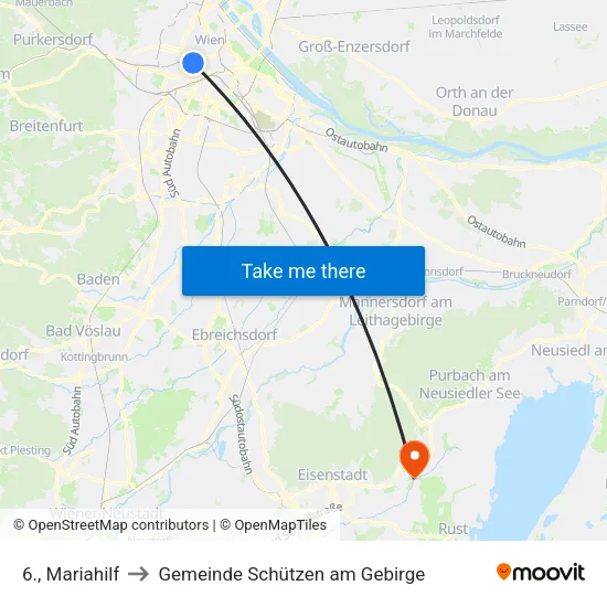 6., Mariahilf to Gemeinde Schützen am Gebirge map