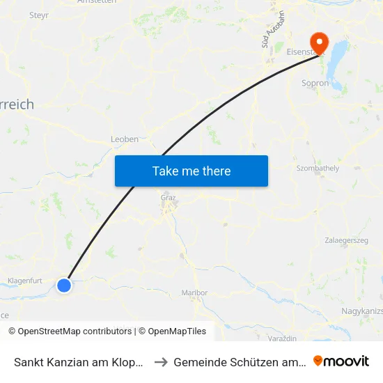 Sankt Kanzian am Klopeiner See to Gemeinde Schützen am Gebirge map