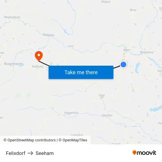 Felixdorf to Seeham map