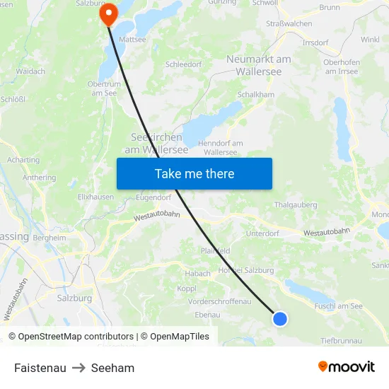 Faistenau to Seeham map