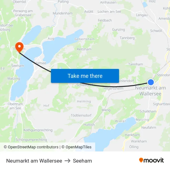 Neumarkt am Wallersee to Seeham map