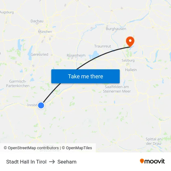 Stadt Hall In Tirol to Seeham map