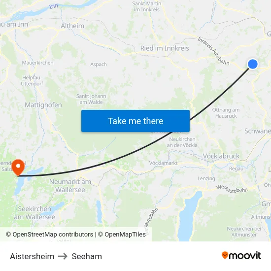Aistersheim to Seeham map