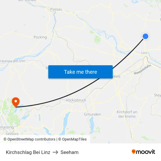 Kirchschlag Bei Linz to Seeham map