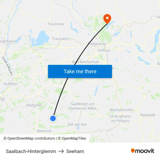 Saalbach-Hinterglemm to Seeham map