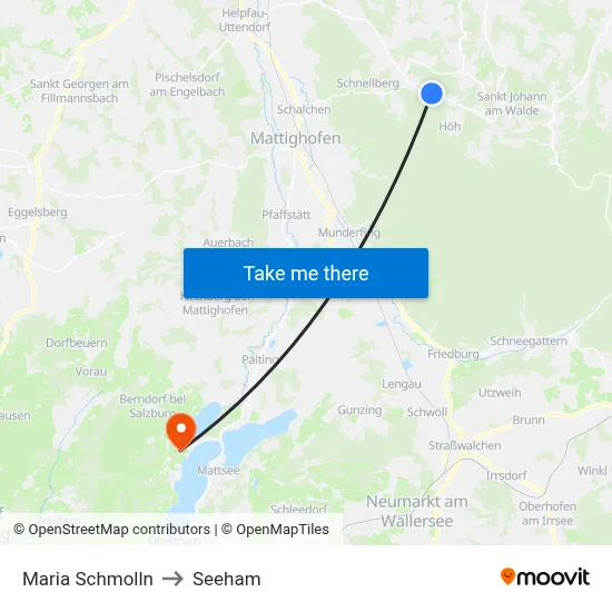Maria Schmolln to Seeham map