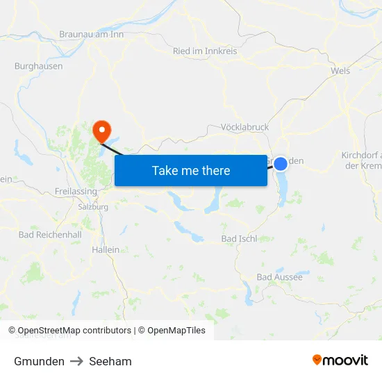 Gmunden to Seeham map