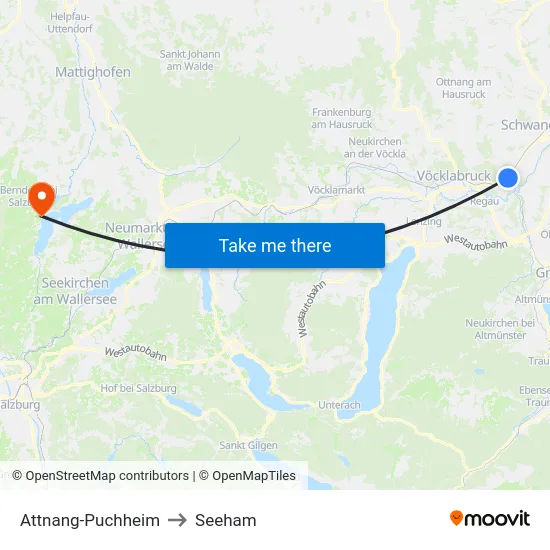 Attnang-Puchheim to Seeham map