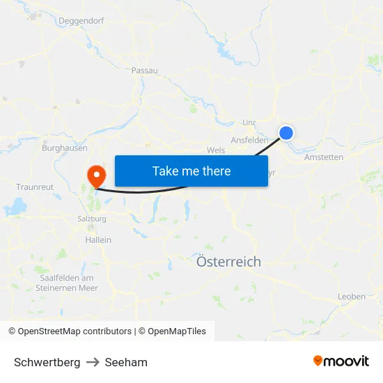 Schwertberg to Seeham map