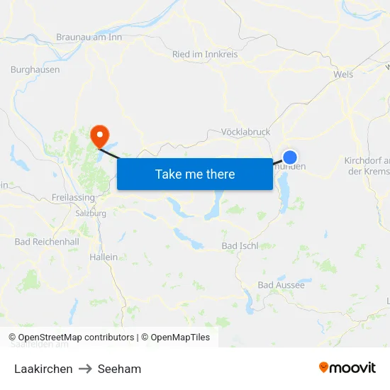 Laakirchen to Seeham map