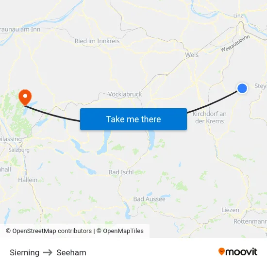 Sierning to Seeham map