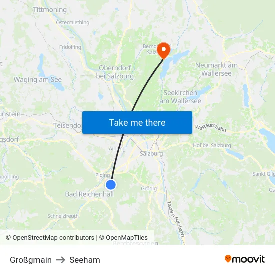 Großgmain to Seeham map