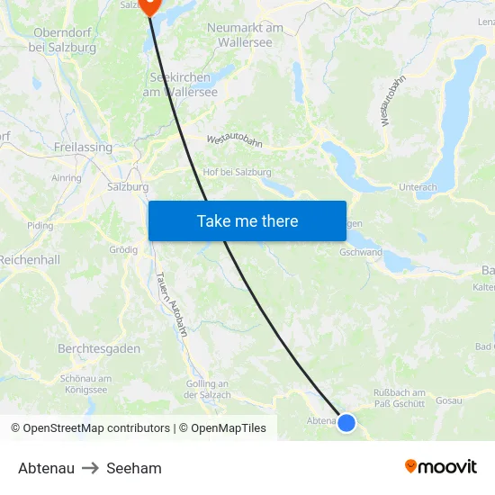 Abtenau to Seeham map
