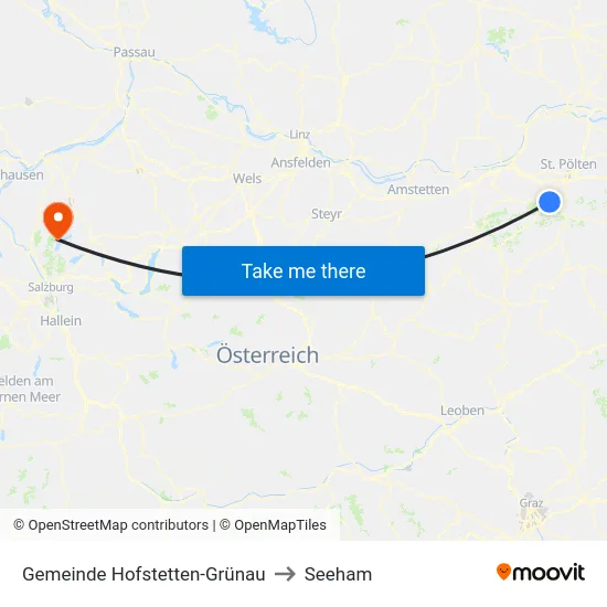 Gemeinde Hofstetten-Grünau to Seeham map