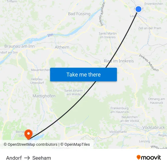 Andorf to Seeham map