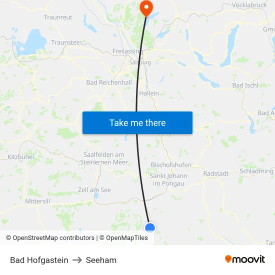 Bad Hofgastein to Seeham map