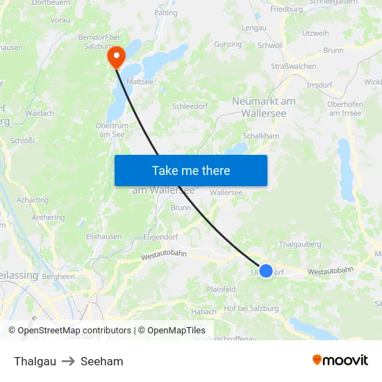 Thalgau to Seeham map