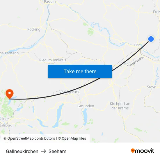 Gallneukirchen to Seeham map