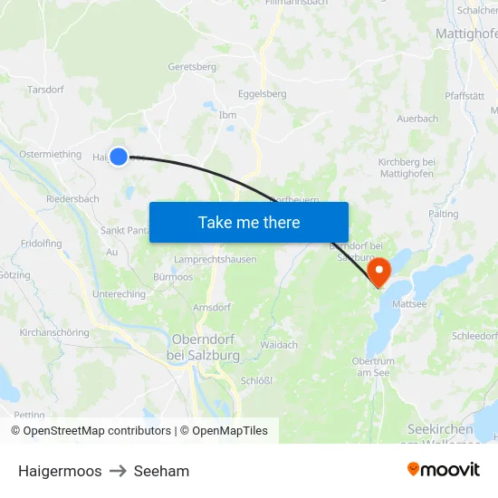 Haigermoos to Seeham map