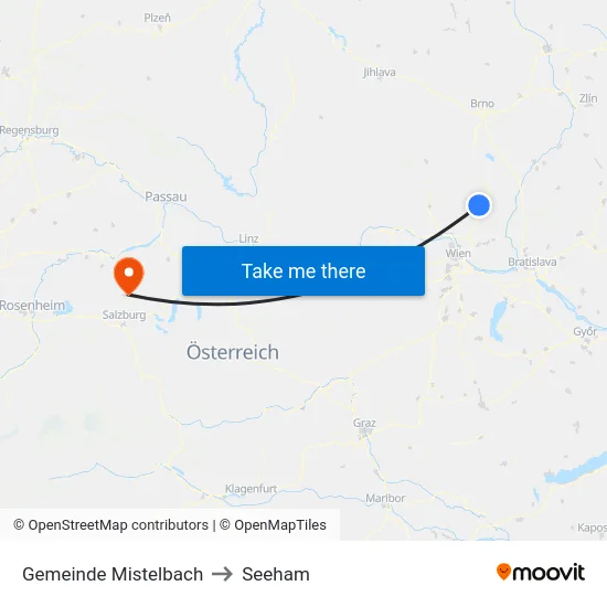 Gemeinde Mistelbach to Seeham map