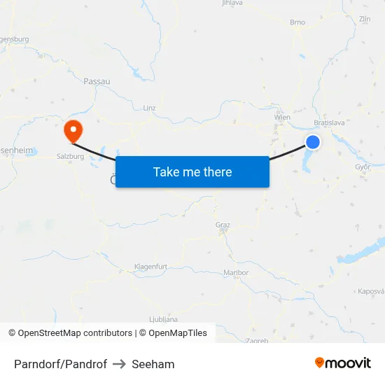 Parndorf/Pandrof to Seeham map