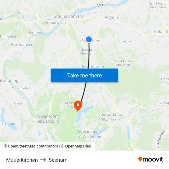 Mauerkirchen to Seeham map