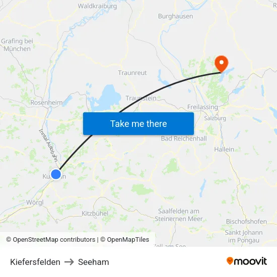Kiefersfelden to Seeham map