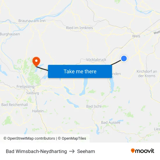 Bad Wimsbach-Neydharting to Seeham map