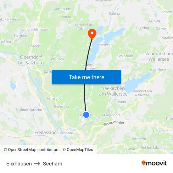 Elixhausen to Seeham map