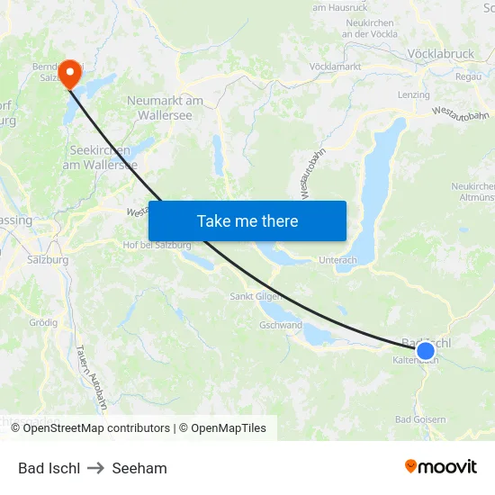 Bad Ischl to Seeham map