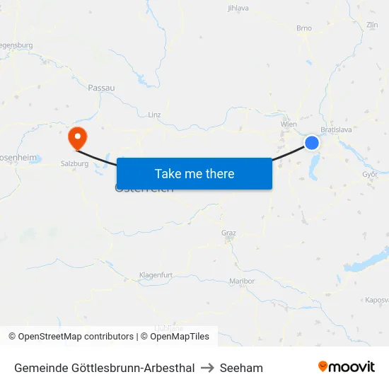 Gemeinde Göttlesbrunn-Arbesthal to Seeham map