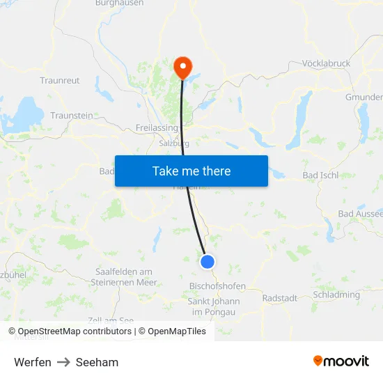 Werfen to Seeham map