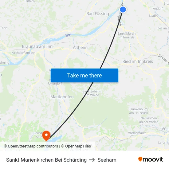 Sankt Marienkirchen Bei Schärding to Seeham map