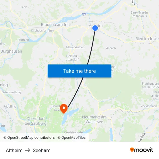 Altheim to Seeham map