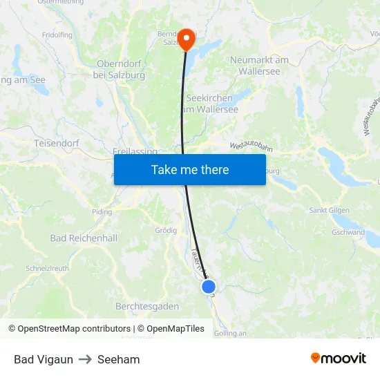 Bad Vigaun to Seeham map