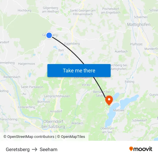 Geretsberg to Seeham map