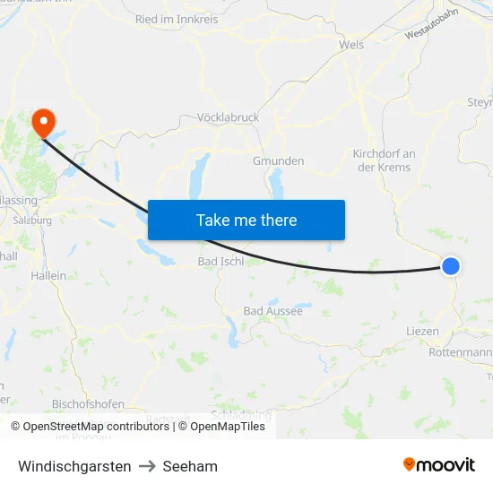 Windischgarsten to Seeham map