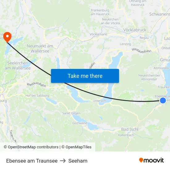 Ebensee am Traunsee to Seeham map