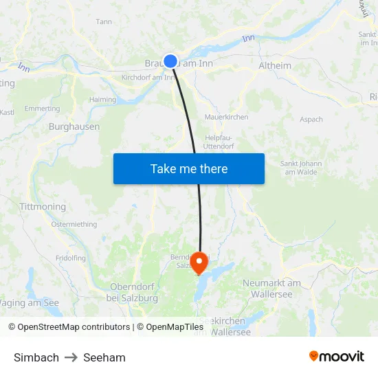 Simbach to Seeham map