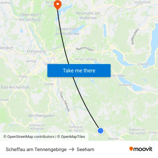 Scheffau am Tennengebirge to Seeham map