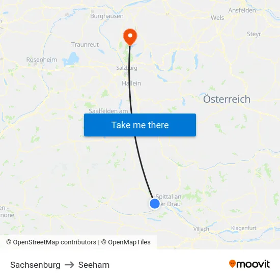 Sachsenburg to Seeham map