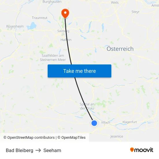 Bad Bleiberg to Seeham map