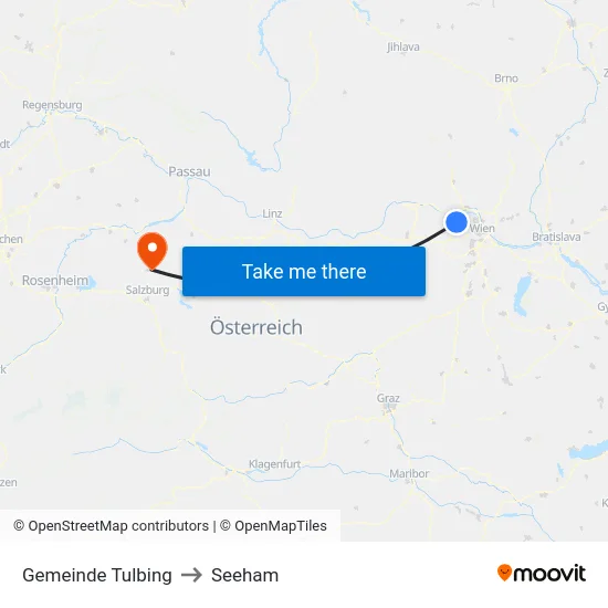 Gemeinde Tulbing to Seeham map