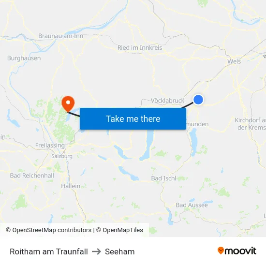 Roitham am Traunfall to Seeham map