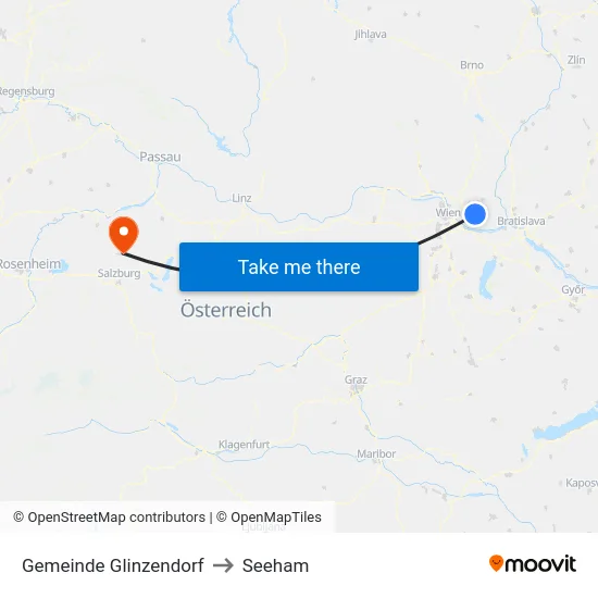 Gemeinde Glinzendorf to Seeham map